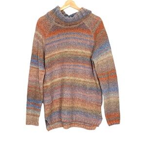 RENUAR Cowl Neck Sweater Warm Cozy Wool Blend Multi Colored Size XL